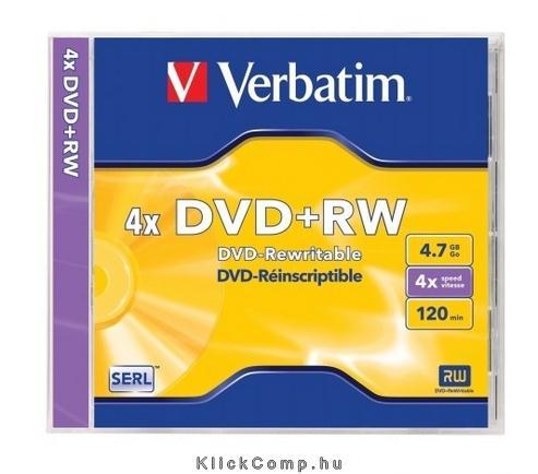 DVD-RW lemez, újraírható, 4,7GB, 4x, normál tok, VERBATIM fotó, illusztráció : VERBATIM-43285