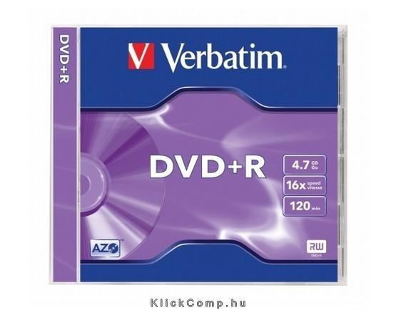 DVD+R lemez, AZO, 4,7GB, 16x, normál tok, VERBATIM fotó, illusztráció : VERBATIM-43497