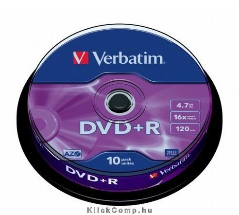 DVD+R lemez, AZO, 4,7GB, 16x, hengeren, VERBATIM fotó, illusztráció : VERBATIM-43498