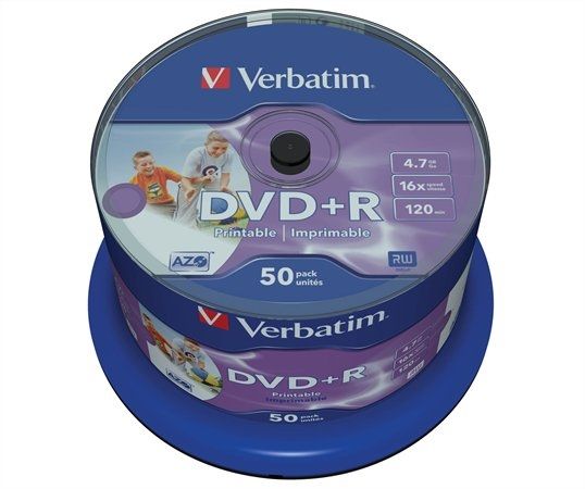 DVD+R lemez, nyomtatható, matt, no-ID, 4,7GB, 16x, hengeren, VERBATIM fotó, illusztráció : VERBATIM-43512