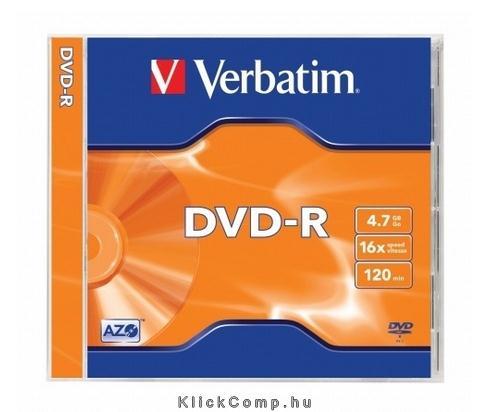 DVD-R lemez, AZO, 4,7GB, 16x, normál tok, VERBATIM fotó, illusztráció : VERBATIM-43519