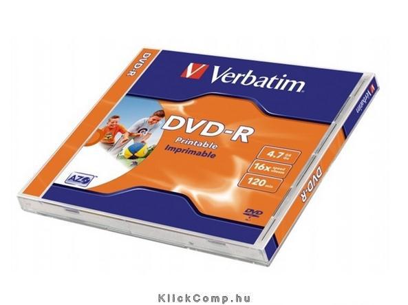 DVD-R lemez, nyomtatható, matt, ID, 4,7GB, 16x, normál tok, VERBATIM fotó, illusztráció : VERBATIM-43521