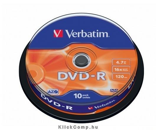 DVD-R lemez, AZO, 4,7GB, 16x, hengeren, VERBATIM fotó, illusztráció : VERBATIM-43523