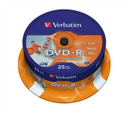 DVD-R lemez, nyomtatható, matt, ID, 4,7GB, 16x, hengeren, VERBATIM fotó, illusztráció : VERBATIM-43538