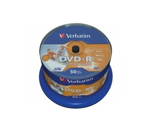 DVD-R lemez, nyomtatható, matt, ID, 4,7GB, 16x, hengeren, VERBATIM fotó, illusztráció : VERBATIM-43649