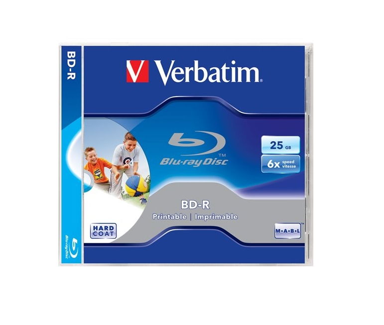 BD-R BluRay lemez, SL, nyomtatható, 25GB, 6x, normál tok, VERBATIM fotó, illusztráció : VERBATIM-43713