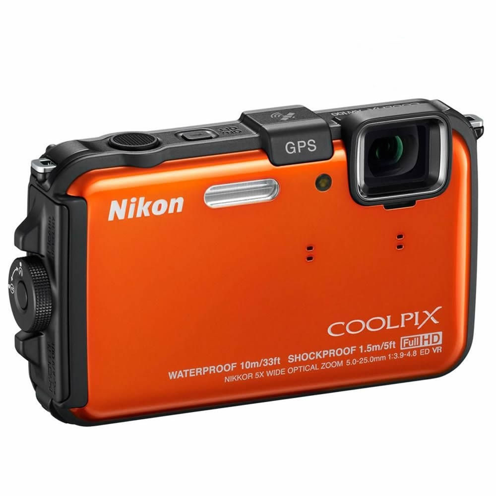 NIKON Coolpix AW100 narancs 16MP digitális fényképezőgép fotó, illusztráció : VMA893E1