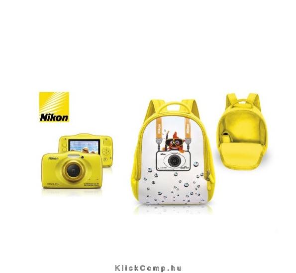 Fényképezőgép Nikon Coolpix S32 + hátizsák Sárga digitális fotó, illusztráció : VNA583E1K01