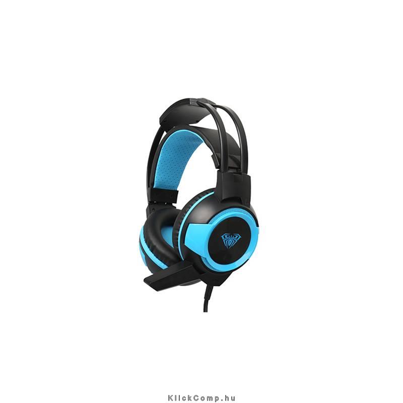 Gamer Headset mikrofonos fekete/kék ACME Aula Shax Fejhallgató fotó, illusztráció : W027213