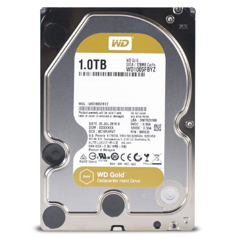 1TB 3,5  HDD SATA3 7200RPM Western Digital Gold fotó, illusztráció : WD1005FBYZ