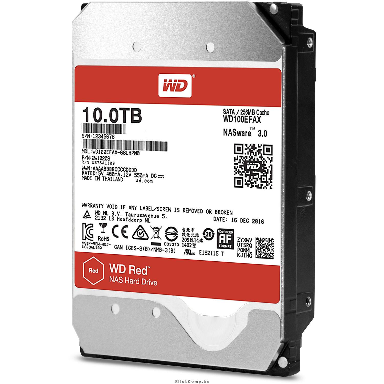 10TB 3,5  HDD SATA3 WD Red fotó, illusztráció : WD100EFAX