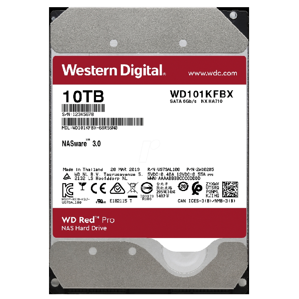 10TB 3.5  HDD SATA3 7200rpm Western Digital Red Pro 256MB fotó, illusztráció : WD102KFBX