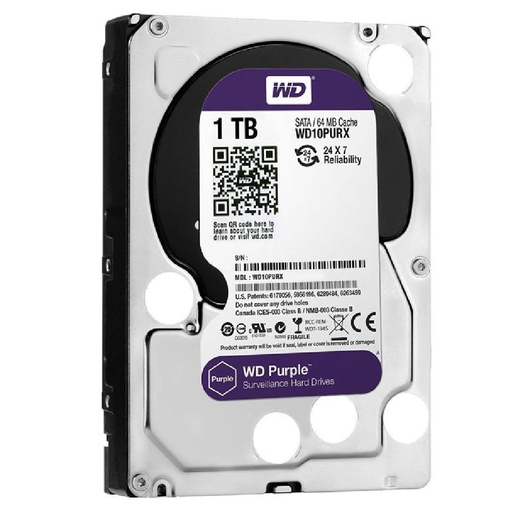 1TB 3,5  HDD SATA3 Western Digital Purple HDD 64MB 5400RPM fotó, illusztráció : WD10PURZ