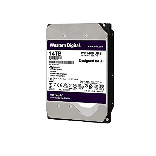 14TB 3.5  HDD SATA3 7200RPM Western Digital Purple 512MB fotó, illusztráció : WD140PURZ