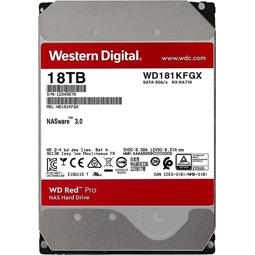 18TB 3,5  HDD SATA3 7200rpm 512MB WD Red Pro fotó, illusztráció : WD181KFGX