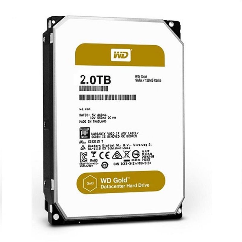 2TB 3,5  HDD SATA3 7200RPM Western Digital Gold WD2005FBYZ winchester fotó, illusztráció : WD2005FBYZ