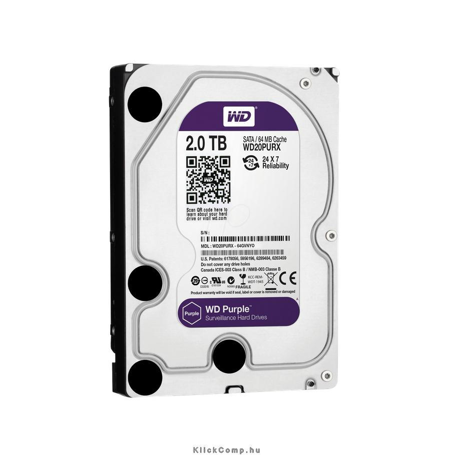 2TB 3,5  SATA-600 HDD Desktop Western Digital Purple fotó, illusztráció : WD20PURX