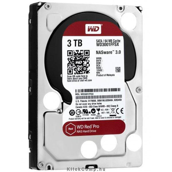 Western Digital 3TB 3,5  HDD Desktop 7200rpm, 64 MB puffer, SATA-600 Red Pro fotó, illusztráció : WD3001FFSX
