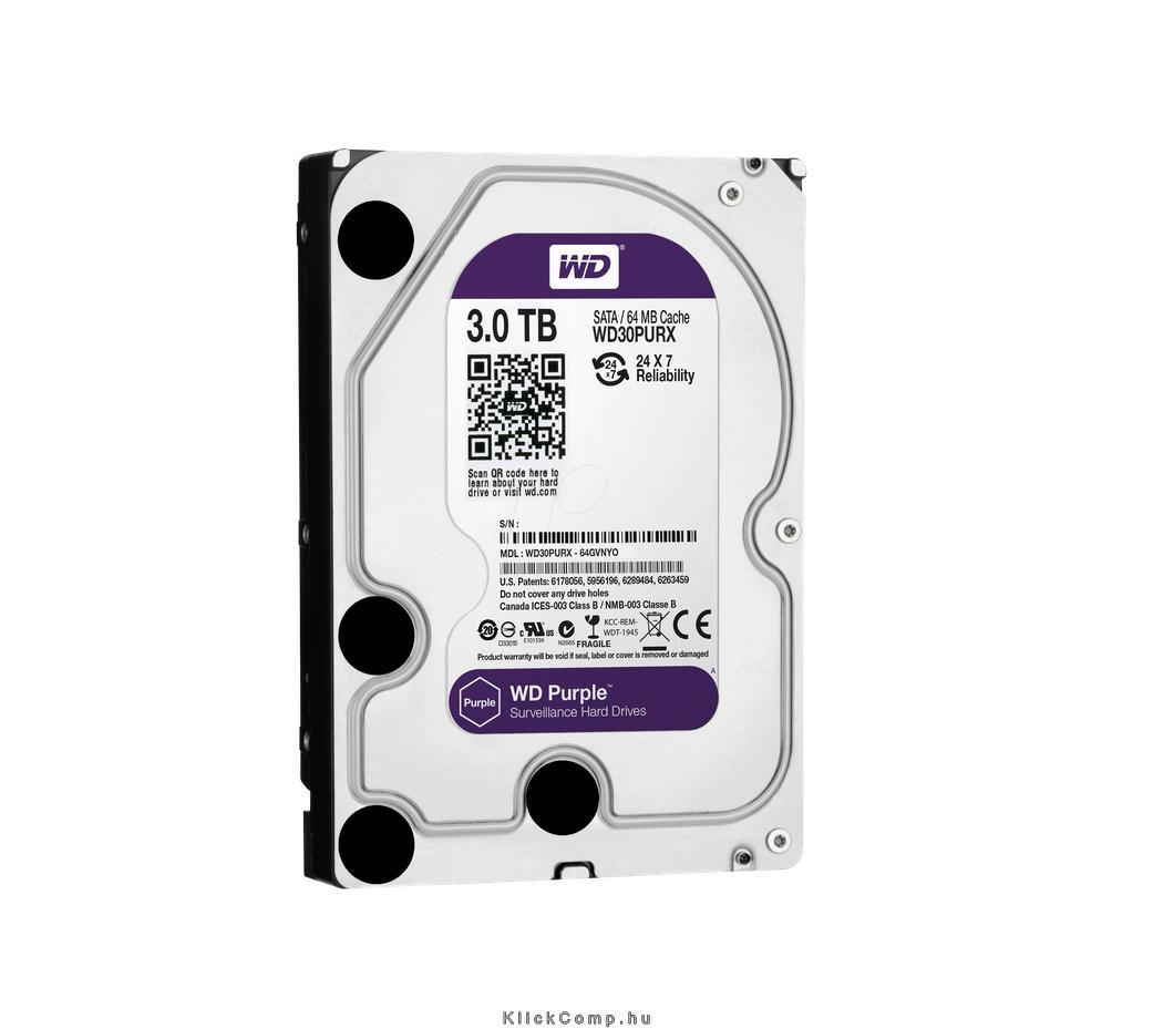 3TB 3,5  HDD SATA-600 Desktop Western Digital Purple fotó, illusztráció : WD30PURX