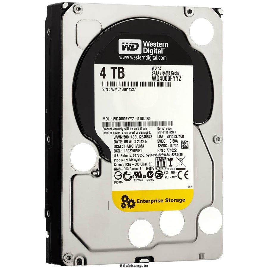 4TB 3,5  SATAIII HDD Western Digital Raid Edition 4 winchester fotó, illusztráció : WD4000FYYZ