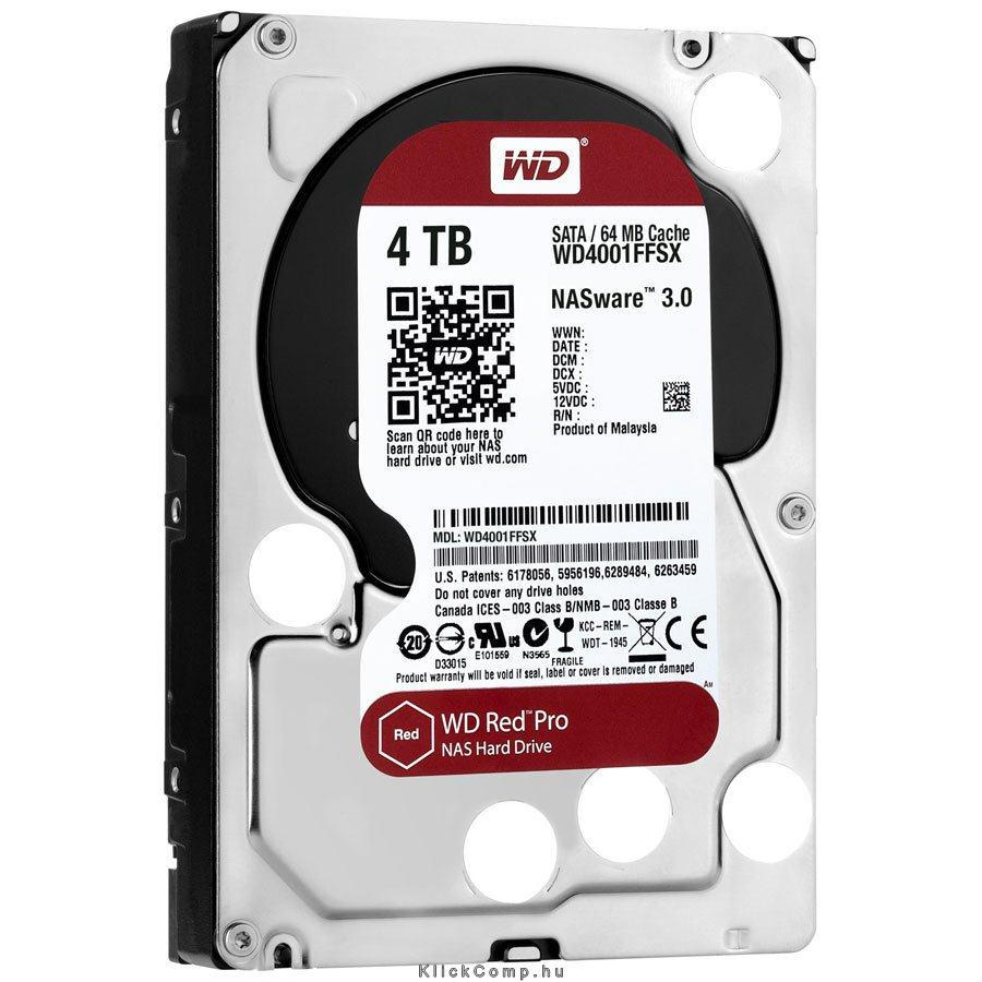 Western Digital 4TB 3,5  Desktop 7200rpm, 64 MB puffer, SATA-600 Red Pro fotó, illusztráció : WD4001FFSX