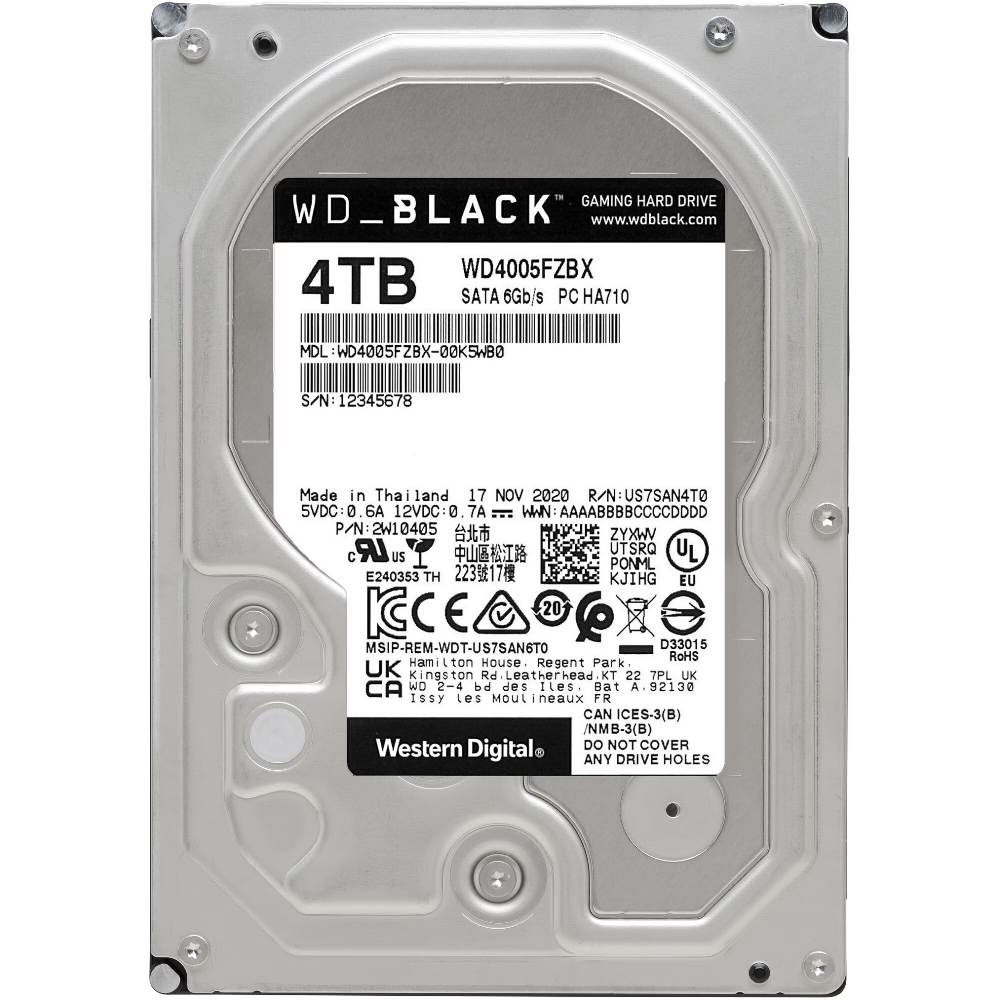 4TB 3,5  HDD WD SATA3 7200 256MB Black fotó, illusztráció : WD4005FZBX