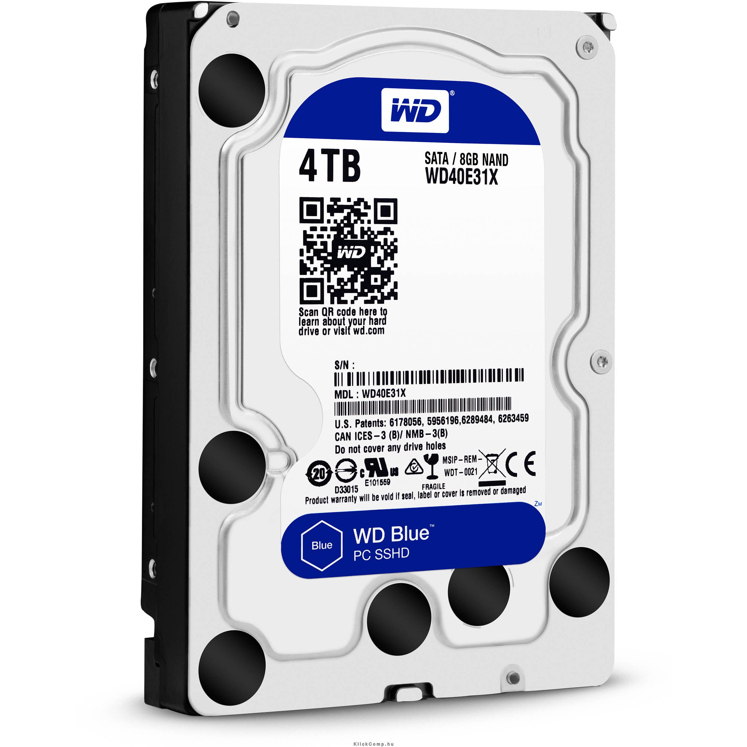 4TB 3.5  HDD SSHD SATA 6Gb/s WD Blue fotó, illusztráció : WD40E31X