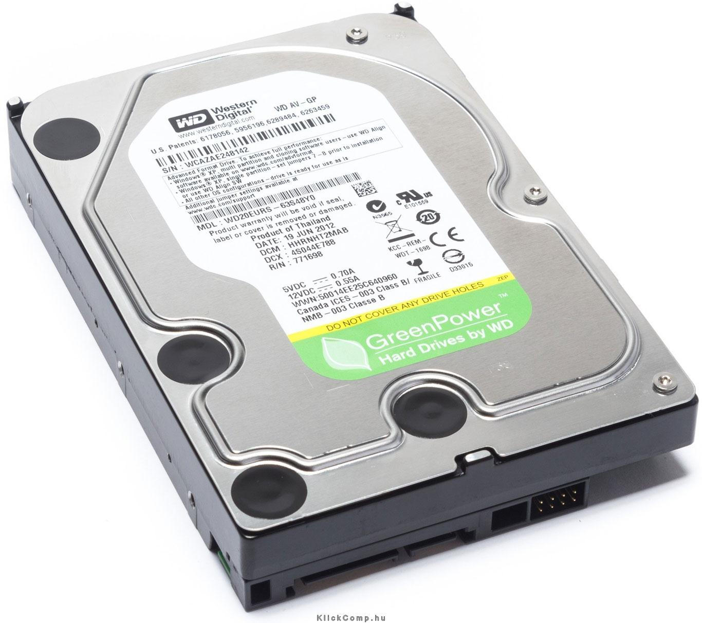 4TB 3,5  SATAIII HDD Western Digital AV-GP winchester fotó, illusztráció : WD40EURX