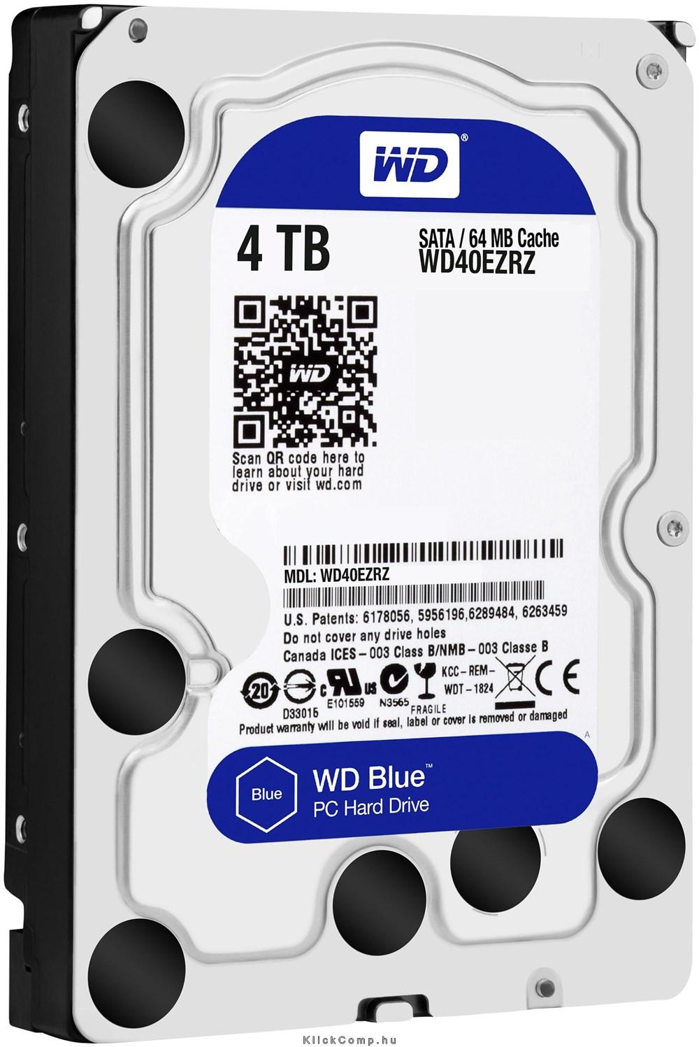 4TB 3.5   HDD SATA 6Gb/s 5400RPM WD Blue fotó, illusztráció : WD40EZRZ