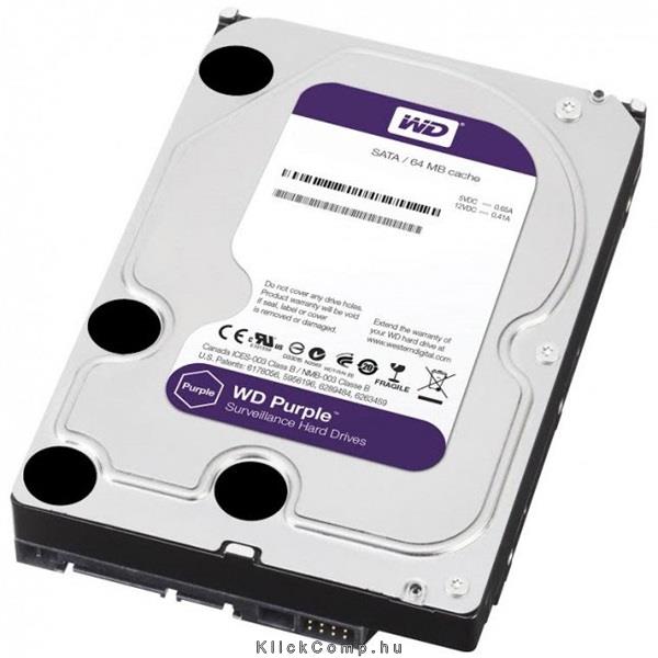 4TB 3,5  SATAIII HDD Western Digital PURPLE winchester fotó, illusztráció : WD40PURX