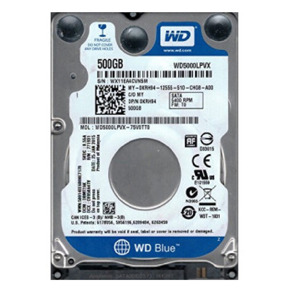 500GB 2,5  HDD 5400rpm 16MB Western Digital Scorpio Blue fotó, illusztráció : WD5000LPCX