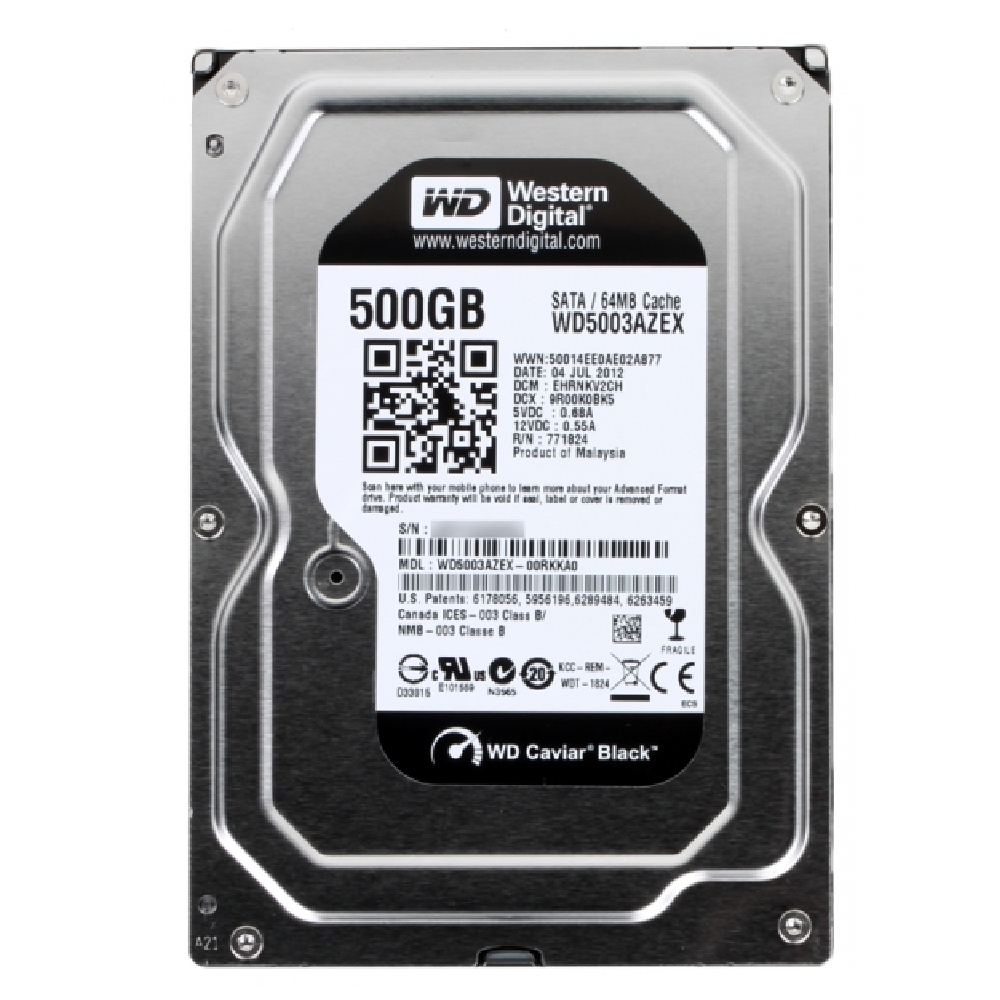 500GB 3,5  HDD SATA-600 Desktop Western Digital Black fotó, illusztráció : WD5003AZEX