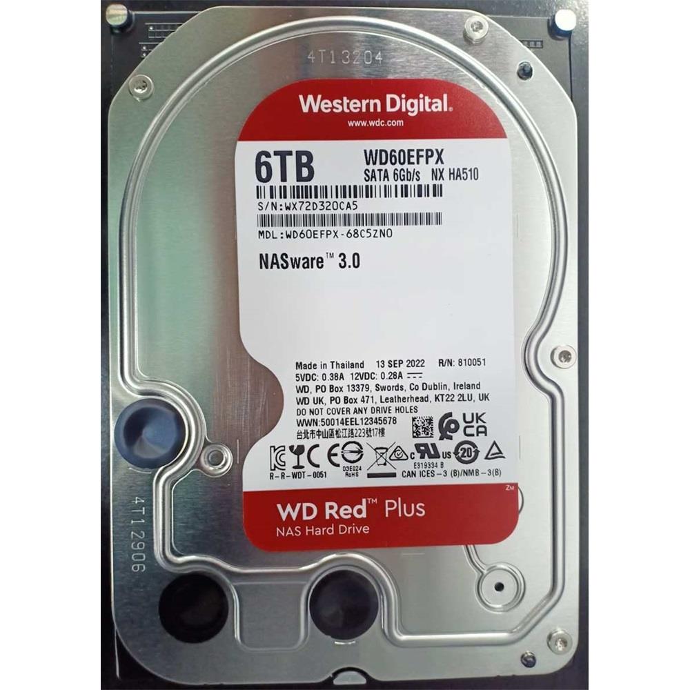 6TB 3,5  HDD SATA3 Western Digital Caviar Red Plus fotó, illusztráció : WD60EFPX