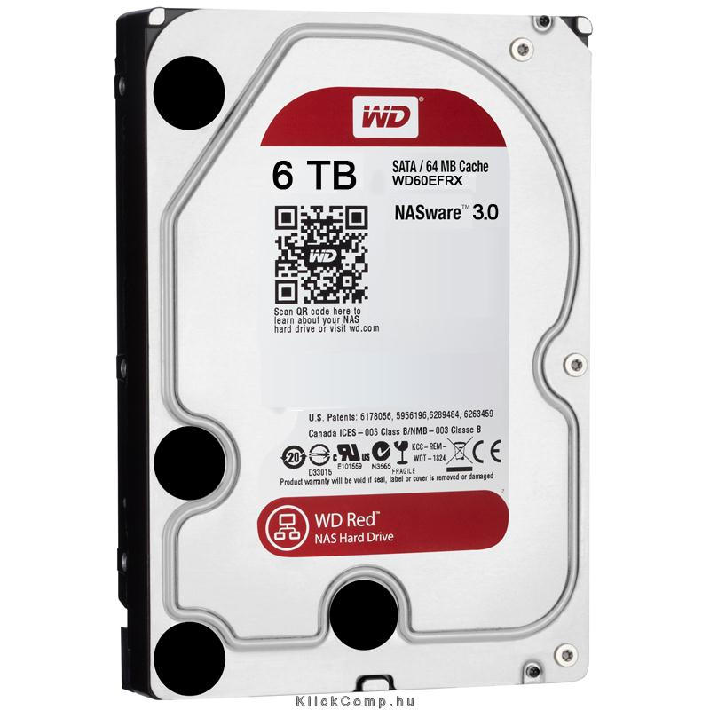6TB 3,5  HDD SATA3 Western Digital RED winchester fotó, illusztráció : WD60EFRX
