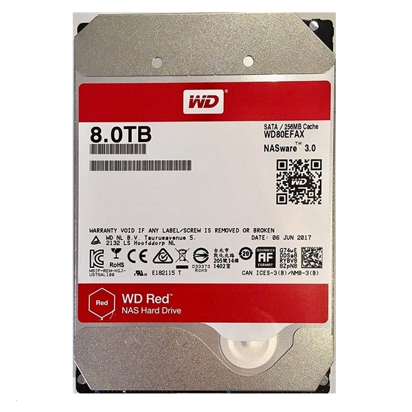 8TB 3,5  HDD WD SATA3 5400rpm 256MB Red fotó, illusztráció : WD80EFAX