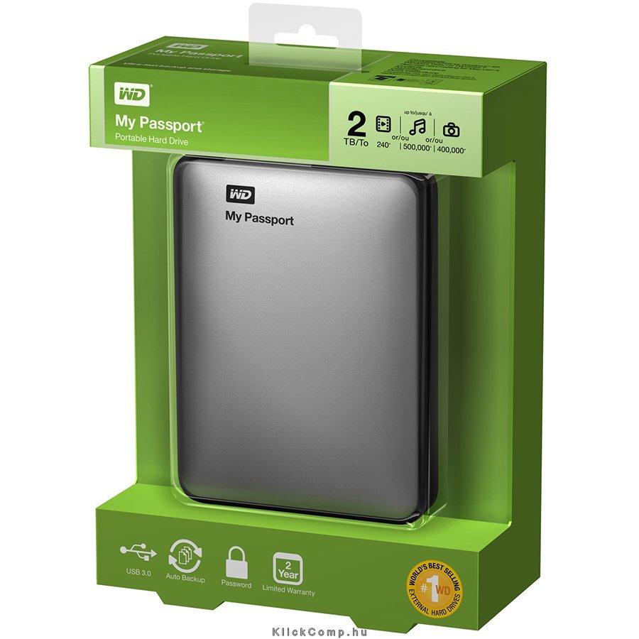 WD My Passport 2TB 2,5   USB3 Silver fotó, illusztráció : WDBY8L0020BSL-EESN