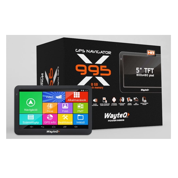 Navigáció 5  GPS WAYTEQ x995 8GB Bluetooth + Sygic 3D Teljes Európa Navigációs fotó, illusztráció : X995FEU