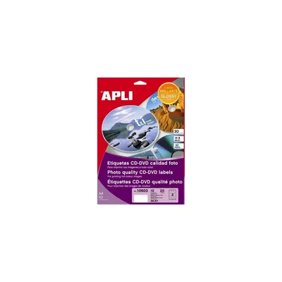 Etikett, CD DVD, A4, teljes lefedettségű, fényes, fotó minőségű, APLI "Mega" 10809_10603 fotó