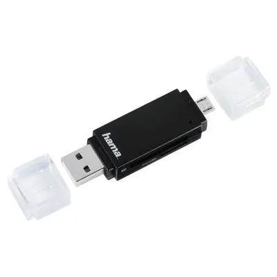 Kártyaolvasó USB 2.0 mobil-tablet fekete SD/micro kártyaolvasó Hama 181056-Hama fotó
