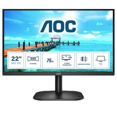 Monitor 21.5" 1920x1080 VA 250cd 4ms VGA HDMI AOC 22B2H 22B2H_EU fotó