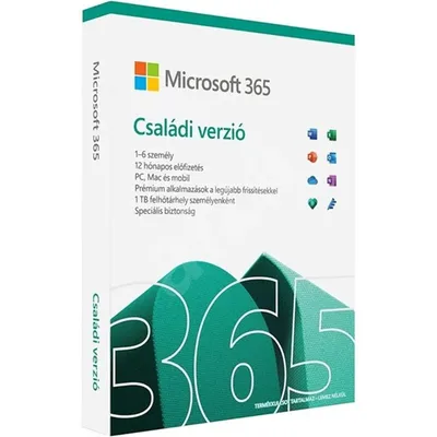 Microsoft Office Office 365 Family 32 64bit magyar 1-6 6GQ-01585 fotó