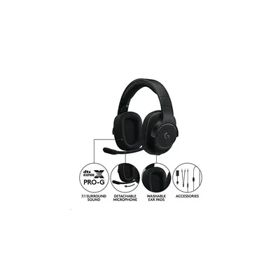 Fejhallgató Logitech G433 Vezetékes USB/3,5mm Jack Dolby DTS 7.1  hangerőszabályzó fekete 981-000668 fotó