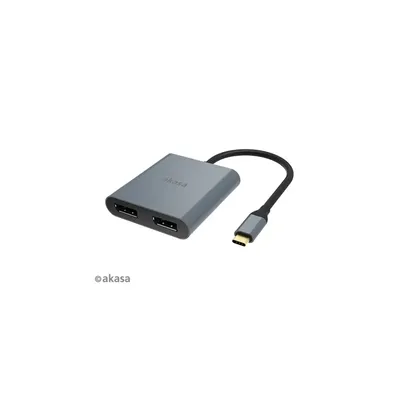 USB Type-C átalakító 2 x Displayport MST 18cm Akasa AK-CBCA18-18BK fotó