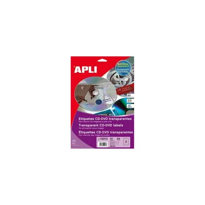 Etikett, CD DVD, A4, teljes lefedettségű, átlátszó, APLI "Mega" APLI-10213 fotó
