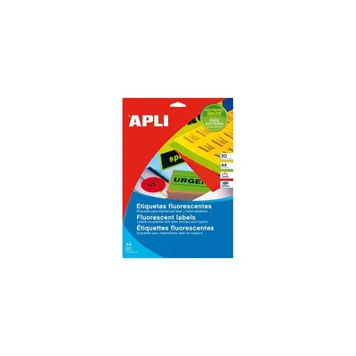 Etikett, 99,1x139 mm, színes, kerekített sarkú, APLI, neon piros, 80 etikett csomag APLI-12997 fotó