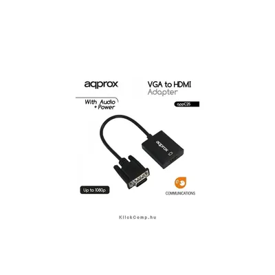 VGA - HDMI Adapter with audio input APPROX APPC25 konverter APPC25 fotó
