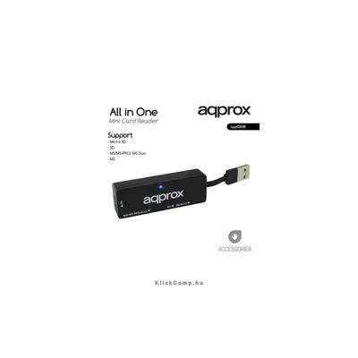 Mini kártyaolvasó All-in-one (Micro SD  SD  MS MS-PRO  MSDuo  M2) Fekete APPROX APPCR01B APPCR01B fotó