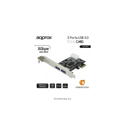 USB 3.0 2db PCI Express Kártya Low and High Profile APPROX APPPCIE2P3 fotó