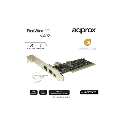 Firewire 3 port PCI Kártya APPROX APPPCIFW3PV3 fotó