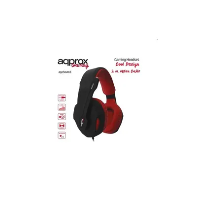 Gaming Headset Snake 40mm sztereó hangszoró 2m kábel Fekete-Piros APPROX APPSNAKE fotó